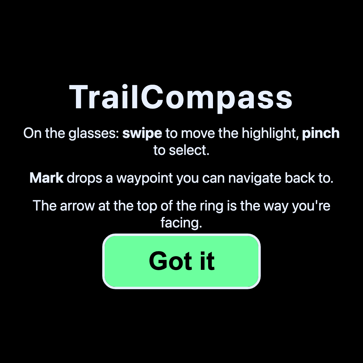 TrailCompass running on the Meta Ray-Ban Display